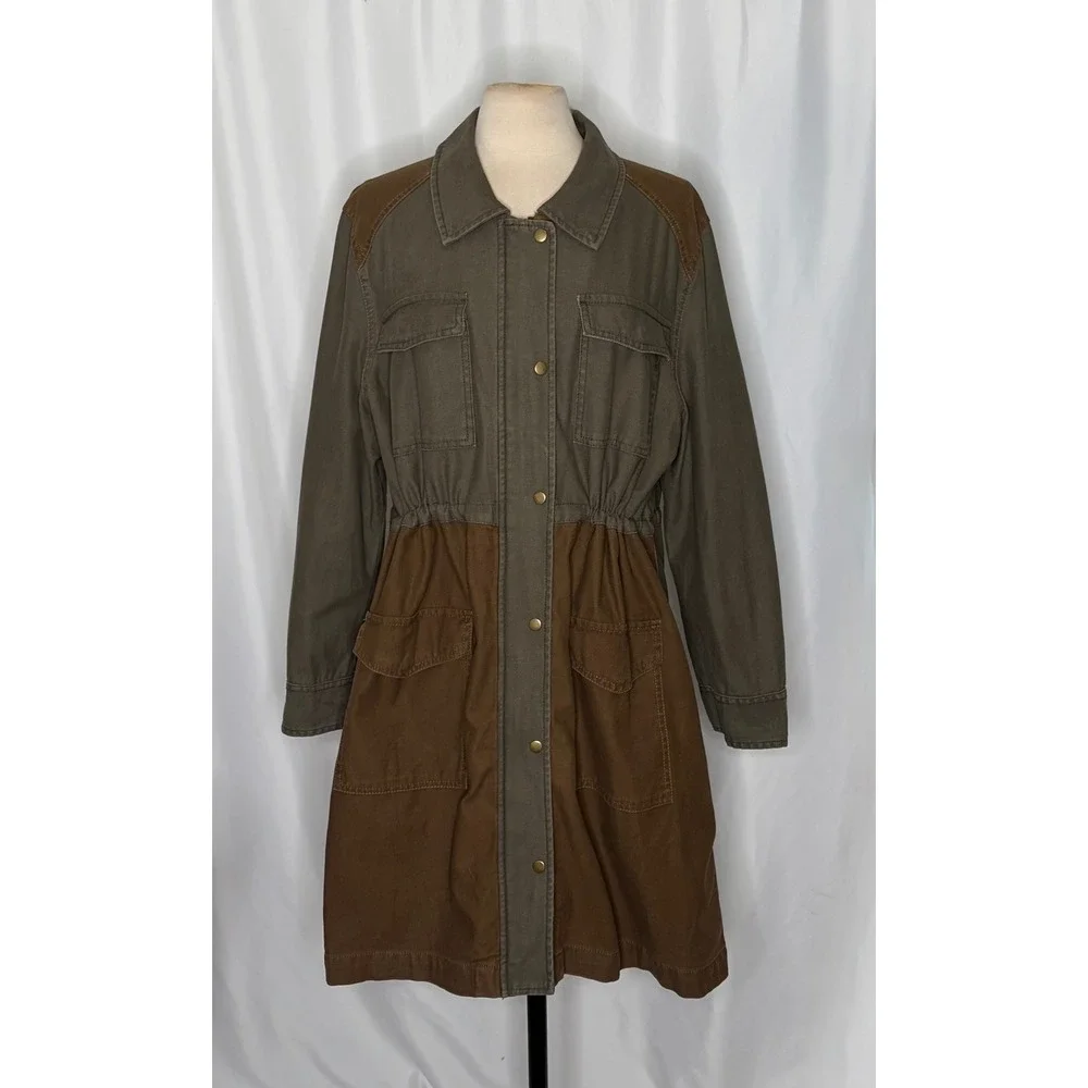 SUNDANCE Mason Jane Parka Jacket Coat Green Brown Utility Western Pockets XL